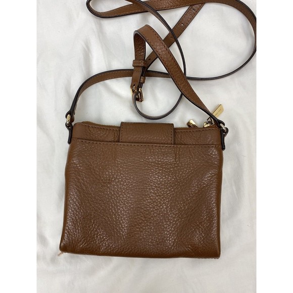 Michael kors Bifold Small Brown Pebbled Leather Crossbody Shoulder Handbag Card - Picture 5 of 16